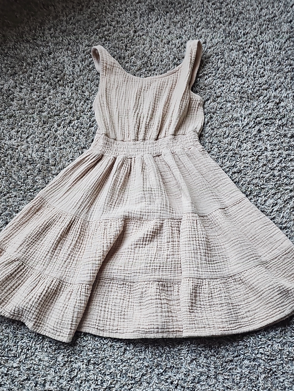 BearPaw Sleeveless Tiered Dress in Light Taupe